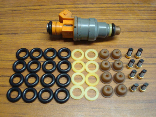 1986-1995 Mustang 5.0L Fuel Injector Repair Kit: Pintle caps, O-rings & Filters